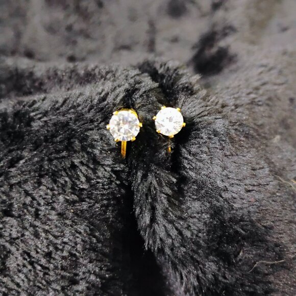 Goldtone Clip-on Earrings with Faux Diamond (234 & 256) - Picture 3 of 5